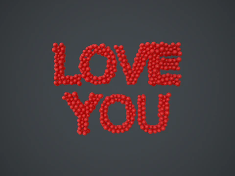 Metin - seni seviyorum - parlak k&uuml;relerden oluşuyor 3D Model