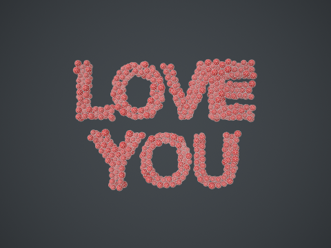 Text - love you - formed out of shiny spheres Modelo 3D