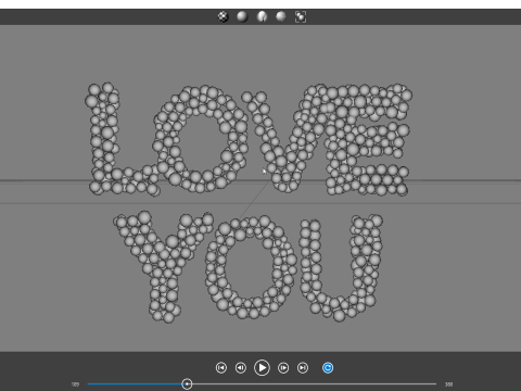 Text - love you - formed out of shiny spheres Modelo 3D