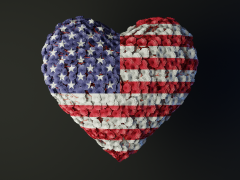 Heart made of wires covered with flowers 3Dモデル