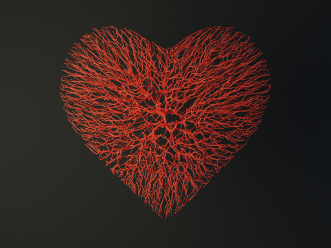 Heart made of wires covered with flowers 3D मॉडल