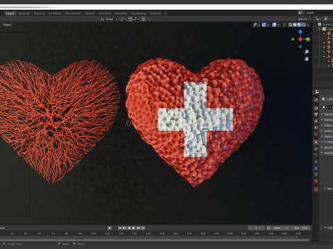 Heart made of wires covered with flowers 3D मॉडल