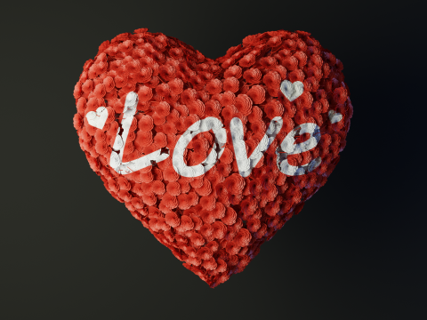 Heart made of wires covered with flowers 3D मॉडल