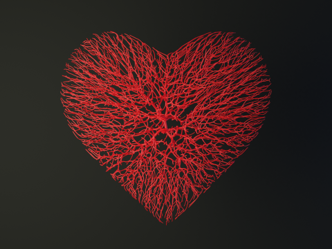 Heart shape made out of wires 3D Model