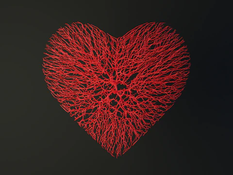 ワイヤーで作ったハート型 3Dモデル