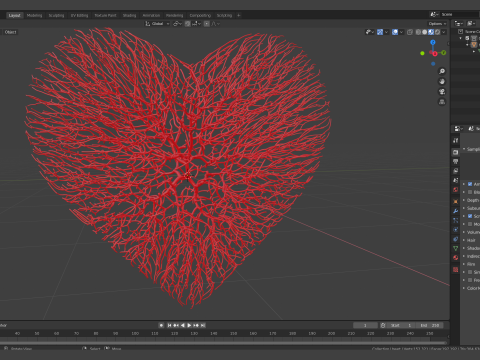 Heart shape made out of wires 3D Model
