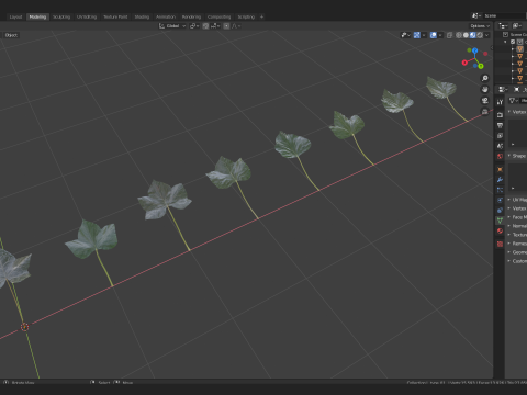 Ivy leaves subdivision highpoly model 3D Model