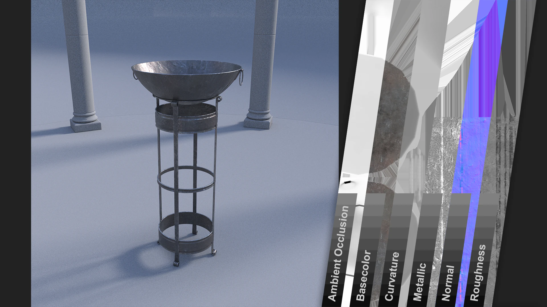 Metal fire pit 3D Model .c4d .max .obj .3ds .fbx .stl .blend 