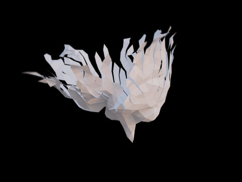 Origami human brain unfolding growing animation 3D Model