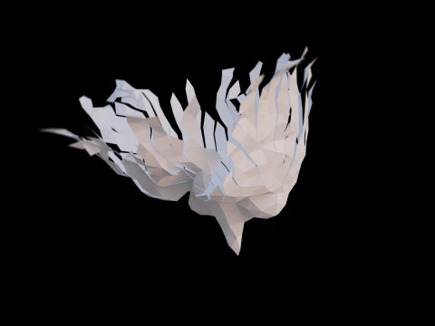 Origami human brain unfolding growing animation 3D Model