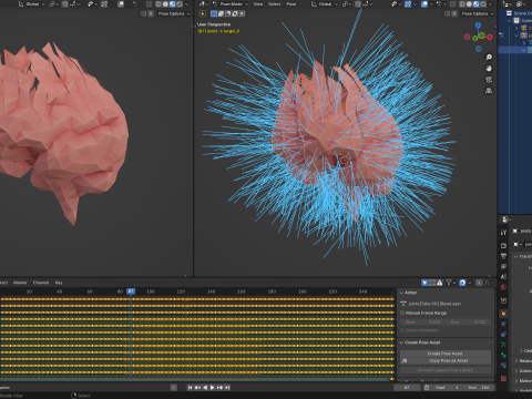 Origami human brain unfolding growing animation 3D Model