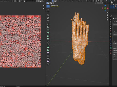 折り紙の人間の足が展開する成長アニメーション 3Dモデル