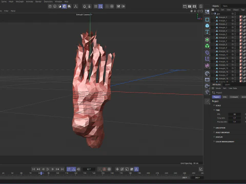 折り紙の人間の足が展開する成長アニメーション 3Dモデル