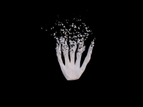 Origami human hand unfolding growing animation 3D 模型