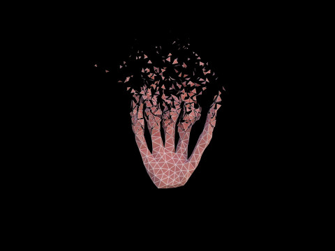 Origami human hand unfolding growing animation 3D 模型