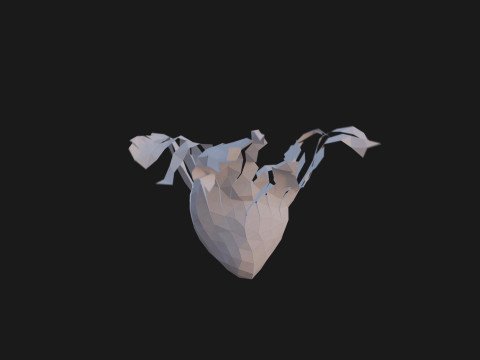 Origami human heart unfolding growing animation 3D मॉडल