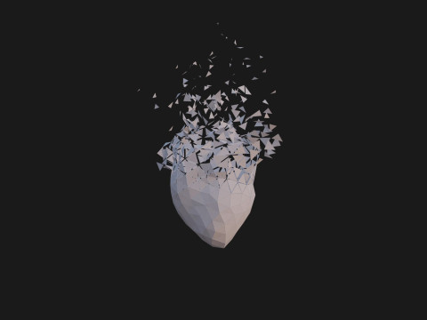 Origami human heart unfolding growing animation 3D मॉडल