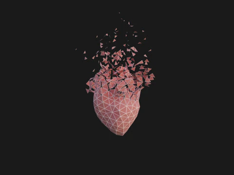Origami human heart unfolding growing animation 3D Model