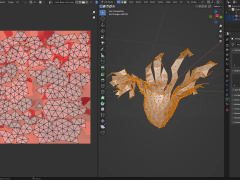 Origami human heart unfolding growing animation 3D Model