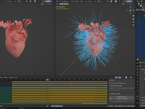 Origami human heart unfolding growing animation 3D मॉडल