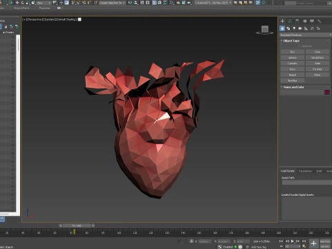 Origami human heart unfolding growing animation 3D Model