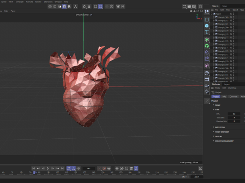 Origami human heart unfolding growing animation 3D मॉडल