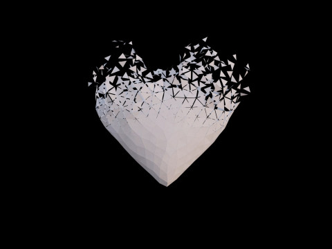 Origami heart unfolding growing animation 3D Model