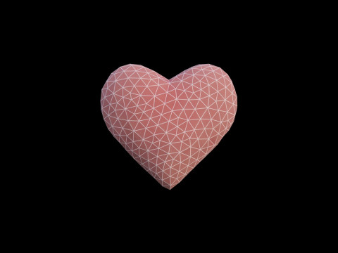 Origami heart unfolding growing animation 3D Model