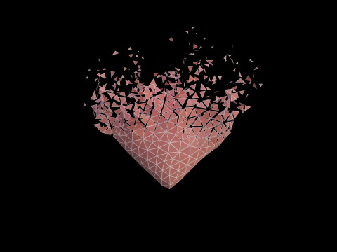 Origami heart unfolding growing animation 3D Model