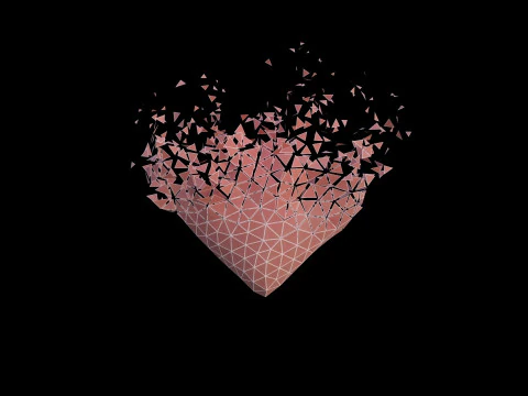 Origami heart unfolding growing animation 3D Model