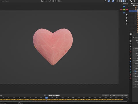 Origami heart unfolding growing animation 3D Model