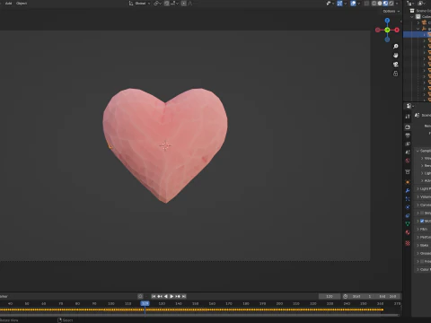 Origami heart unfolding growing animation 3D Model