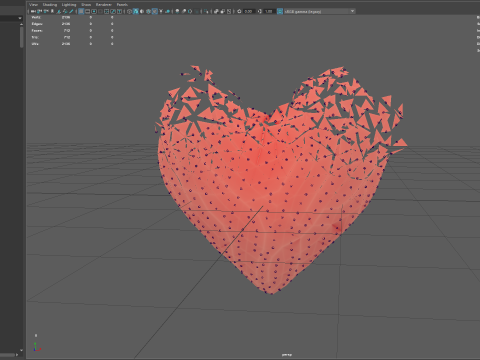 Origami heart unfolding growing animation 3D Model
