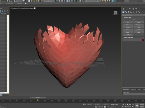Origami heart unfolding growing animation 3D Model