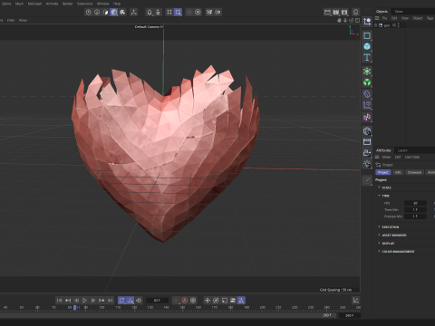 Origami heart unfolding growing animation 3D Model