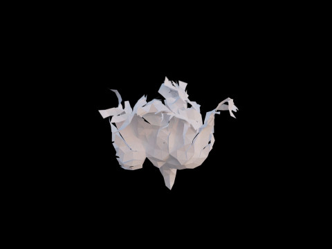 Origami human intestines unfolding growing animation 3D Model