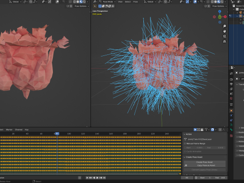 Origami human intestines unfolding growing animation 3D Model