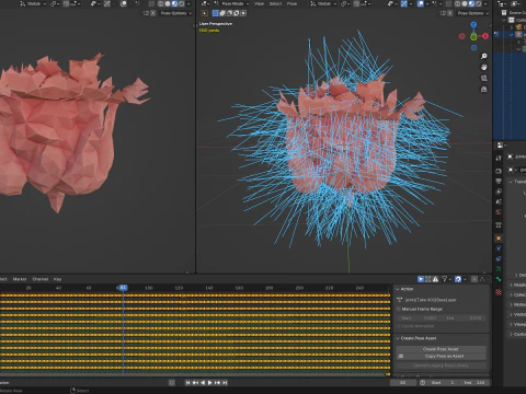 Origami human intestines unfolding growing animation 3D Model