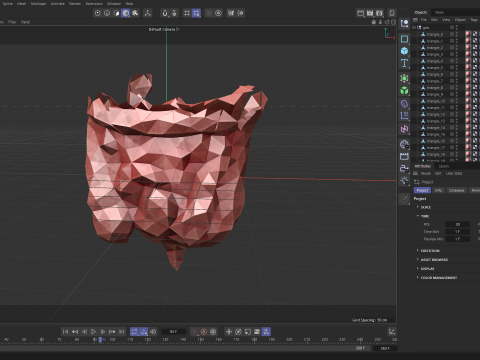 Origami human intestines unfolding growing animation 3D Model