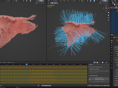 Origami human liver unfolding growing animation Model 3D
