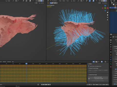Origami human liver unfolding growing animation 3D Model