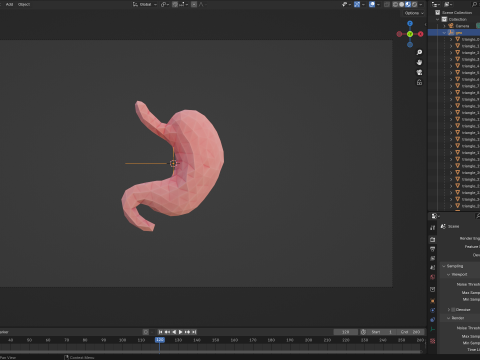 Origami human stomach unfolding growing animation 3D Model