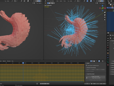 Origami human stomach unfolding growing animation 3D Model