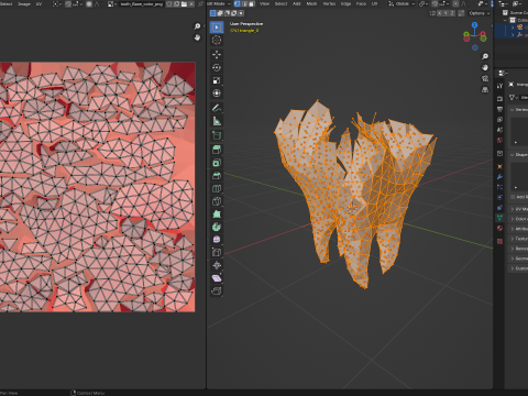 Origami human tooth unfolding growing animation 3D 모델