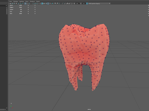 Origami human tooth unfolding growing animation 3D 모델