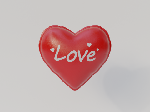 Анимация надувания воздушного шара в форме сердца 3D Модель