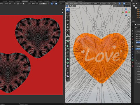 Heart shaped Balloon inflation animation 3D Model