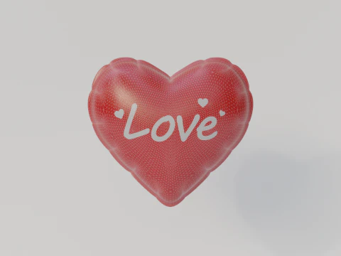 Heart shaped Balloon inflation animation 3D Model