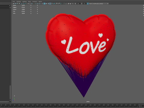 Heart shaped Balloon inflation animation 3D Model