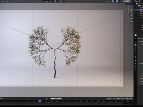 Growing Tree shaped as human lungs animation 3D Model